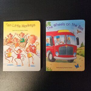 The Wheels on the Bus - Ten Little Monkeys- Board Books Stephen Holmes LIKE NEW
